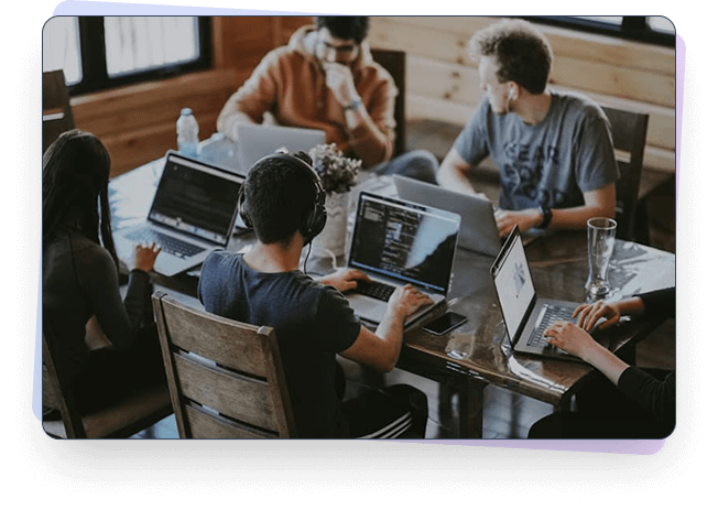 Team collaborating on technology solutions